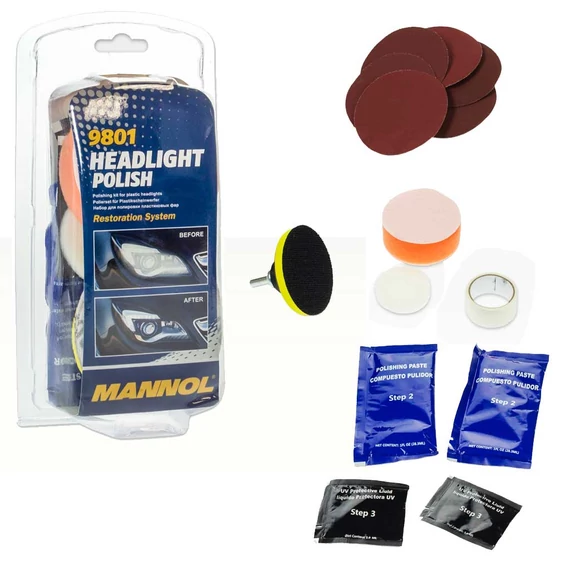SCT-Mannol 9801 Headlight Polish Set fényszóró polírozó készlet 2x40g + 2x7,5ml